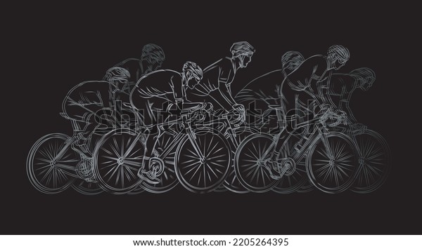 Stylized Linear Sketch Cyclist Athlete Man Stock Vector Royalty Free