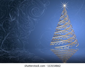 Stylized Vector Gold Christmas Tree On Stock Vector Royalty Free