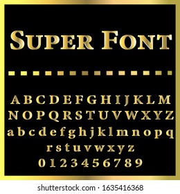 Super Gold Font Numbers Letters Alphabet Stock Vector Royalty Free