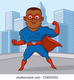 Superhero Man Cartoon Character City Vector Stock Vector Royalty Free