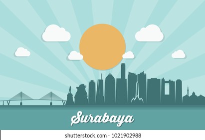 Surabaya Skyline Java Indonesia Vector Illustration Stock Vector