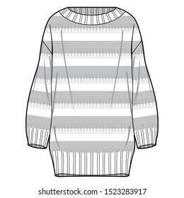 Sweater Fashion Flat Sketche Template Stock Vector Royalty Free