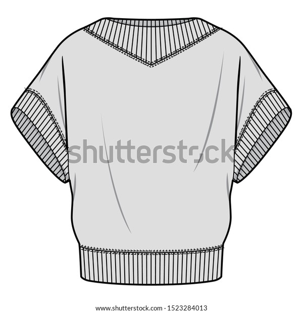 Sweater Fashion Flat Sketche Template Stock Vector Royalty Free