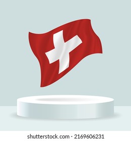 Switzerland Flag D Rendering Flag Displayed Stock Vector Royalty Free