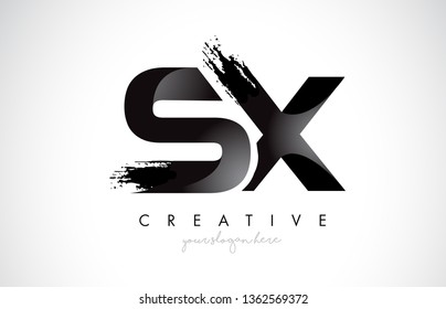 Ex Letter Design Brush Stroke Modern Vector De Stock Libre De