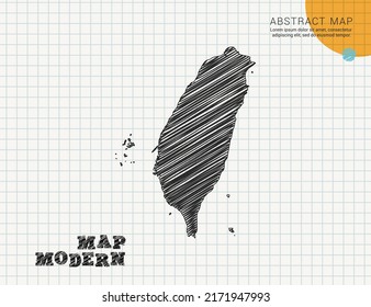 Taiwan Map Vector Black Silhouette Chaotic Stock Vector Royalty Free