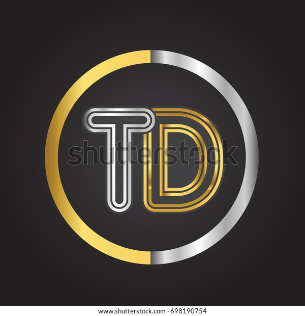 Td Letter Logo Circle Gold Silver Stock Vector Royalty Free