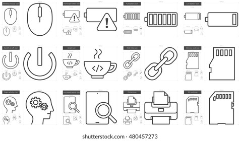 Technology Vector Line Icon Set Isolated Stock Vector Royalty Free