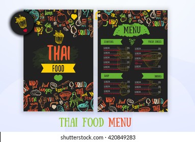 Thai Food Restaurant Menu Template Lettering Stock Vector Royalty Free