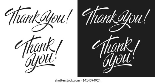 Thank You Handwritten Inscription Unique Lettering Stock Vector