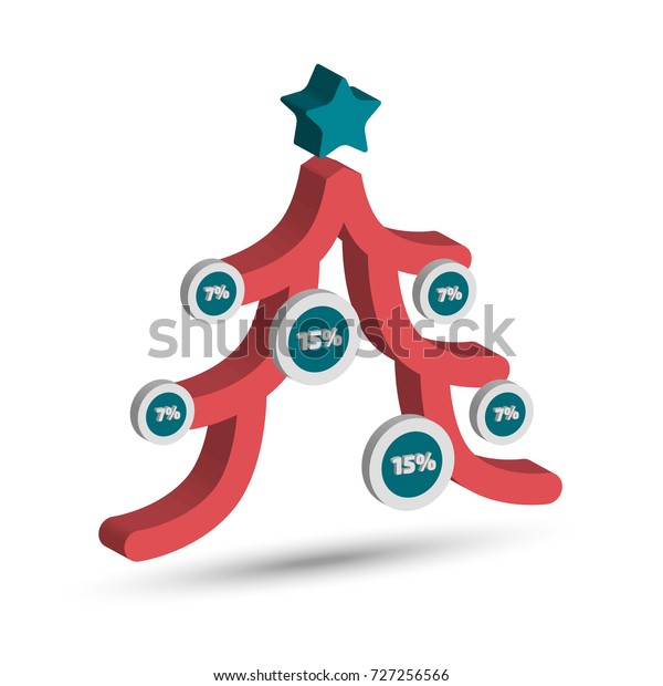 Three Dimensional Christmas Tree Infographic Chart Stock Vector