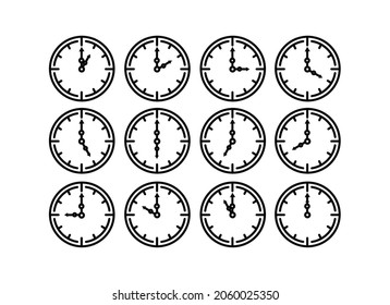 Time Clock Line Icons Alarm Smartwatch Stock Vector Royalty Free