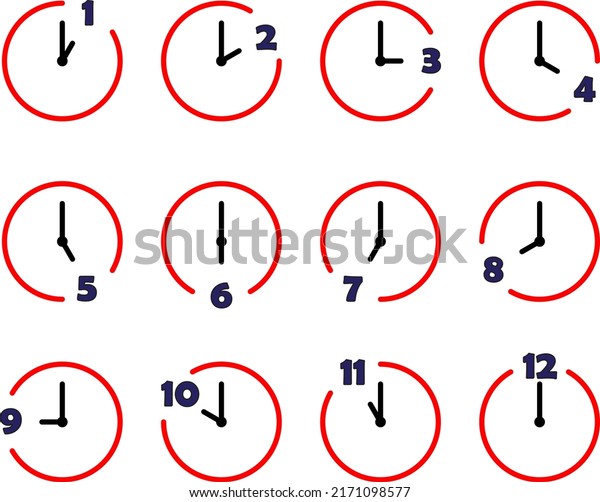 Time Clock Line Icons Watch Time Stock Vector Royalty Free 2171098577