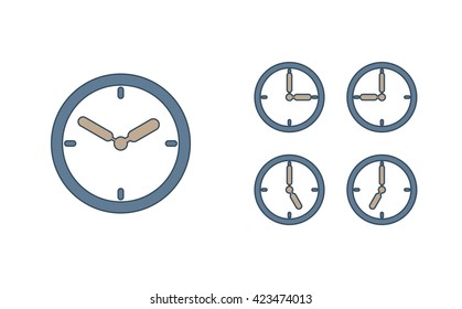 Set Clock Icons Time Symbol Vector Stock Vector Royalty Free