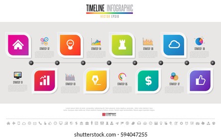 Timeline Infographics Design Template Icons Set Stock Vector Royalty Free