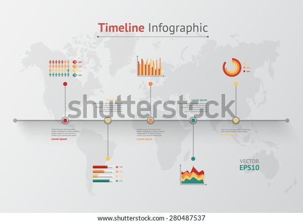 Timeline Vector Infographic World Map Stock Vector Royalty Free