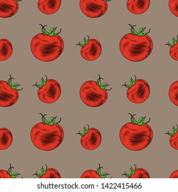 Tomato Seamless Pattern Colorful Vector Illustration Stock Vector