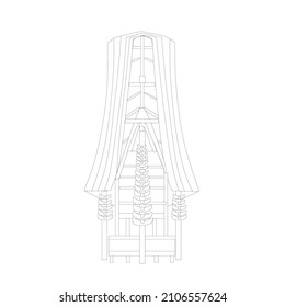 Vektor Stok Traditional House Tongkonan Toraja Vector Tanpa Royalti