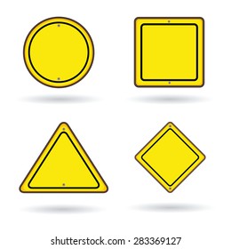 Blank Warning Sign Templates Set Traffic