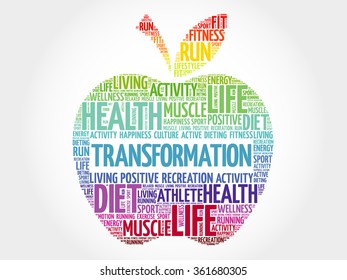 Transformation Apple Word Cloud Health Concept Stock Vector Royalty