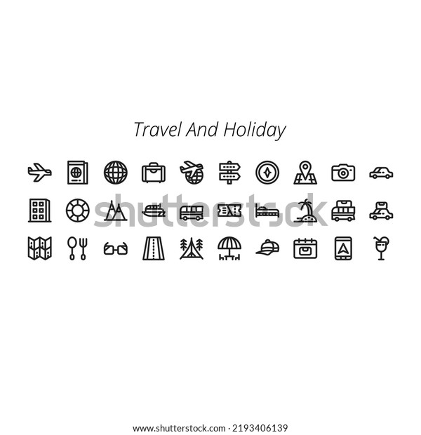 Travel Holiday Icon Set Stock Vector Royalty Free 2193406139