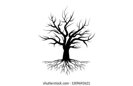 Black Naked Tree Roots Vector Illustration Stock Vector Royalty Free