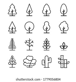 Tree Vector Line Icon Set Contains Stock Vector Royalty Free