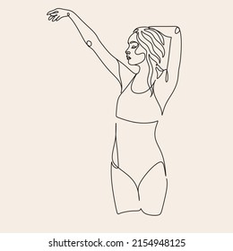 Trendy Line Art Woman Body Female Stock Vector Royalty Free Shutterstock