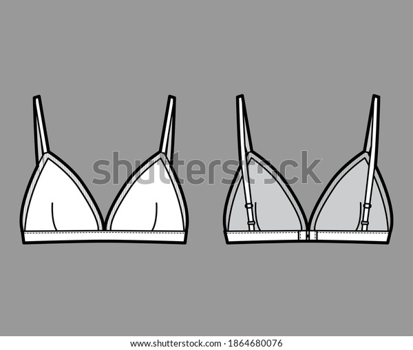 Triangle Bra Lingerie Technical Fashion Illustration Stock Vector