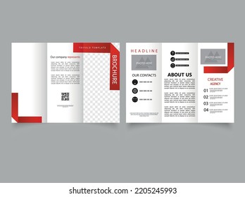 Trifold Brochure Red Lines Concept Trifold Stock Vector Royalty Free