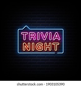 Trivia Night Neon Signs Style Text Stock Vector Royalty Free