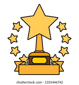 Trophy Cup Stars Blank Ribbon Banner Vector De Stock Libre De