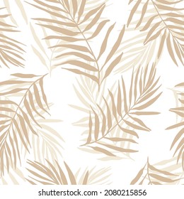 Tropical Palms Vintage Beige Leaves Wallpaper Stock Vector Royalty