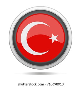 Turkey Flag Button Round Vector Art Stock Vector Royalty Free