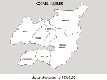 Turkey Kocaeli District Map Vector Stock Vector Royalty Free