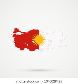 Turkey Map Yazidis Flag Colors Editable Stock Vector Royalty Free