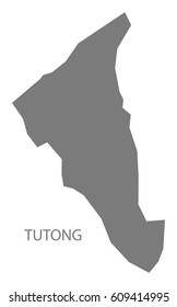 Tutong Brunei District Map Grey Illustration Stock Vector Royalty Free