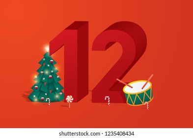 Twelfth Day Christmas Twelve Days Christmasadvent Stock Vector Royalty