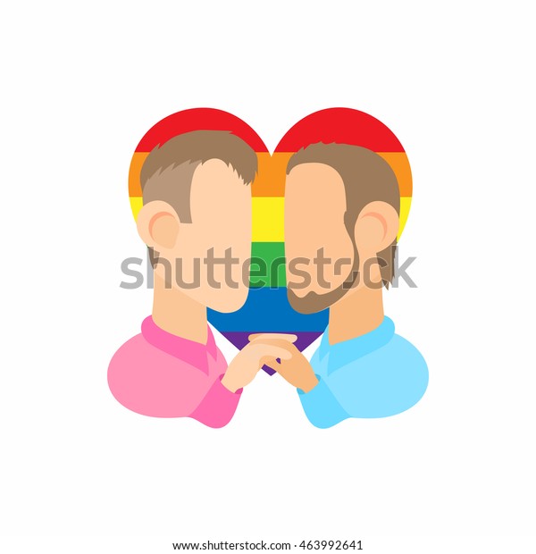 Two Men Gay Icon Cartoon Style Stock Vector Royalty Free