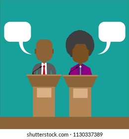 Two Speakers Debate Political Debates Speeches Vector De Stock Libre