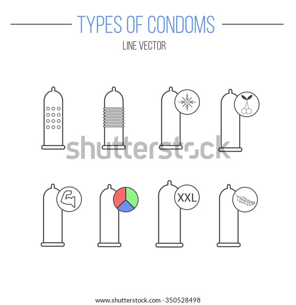 Types Condoms Made Line Vector Easy Vector De Stock Libre De Regal As