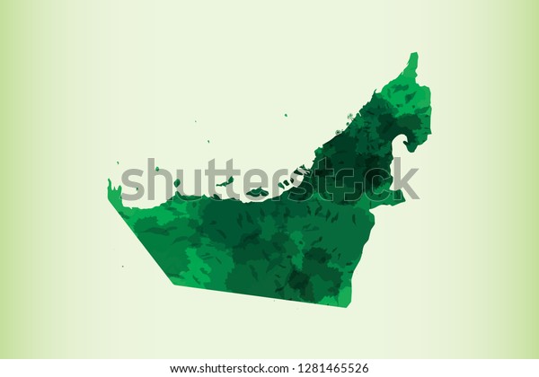 Uae Watercolor Map Vector Illustration Green Stock Vector Royalty Free