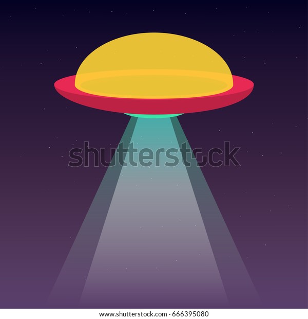 Ufo Spaceship Light Beam Space Stars Stock Vector Royalty Free