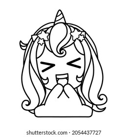 Unicorn Coloring Page Kawaii Unicorn Outlined Stock Vector Royalty