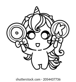 Unicorn Coloring Page Kawaii Unicorn Outlined Stock Vector Royalty