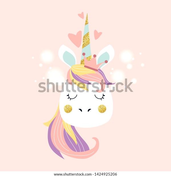 Unicorn Cute Illustration Card Shirt Design Stock Vector Royalty Free