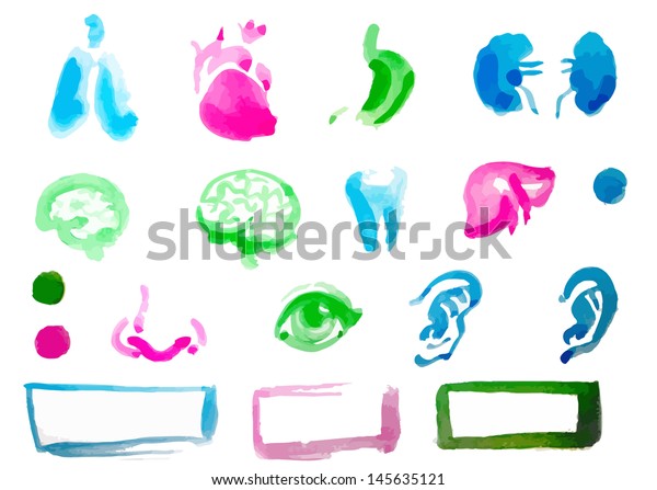 Unique Watercolor Medical Icons Stock Vector Royalty Free 145635121