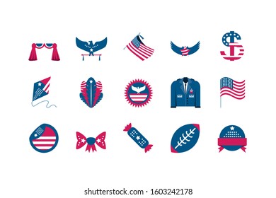 Usa Icon Set Design United States Stock Vector Royalty Free 1603242178