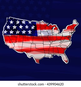 Vektor Stok Usa Map Divided Into States Usa Tanpa Royalti