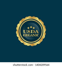 Usda Organic Gold Badge Gold Emblemlabel Stock Vector Royalty Free